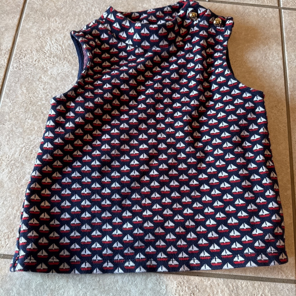 Girls Janie and Jack Navy Red Sailboat Sweater Size 7
